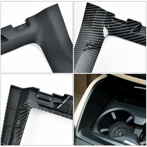 Cadre porte-gobelet Bmw 51169129401, texture en Fiber de carbone noire, pour X5 X6 E70 E71, boîte de rangement pour accoudoir, panneau de garniture - Product Image 4