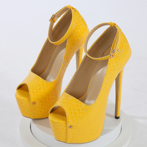 Sandalias de Plataforma Amarillas de Verano 2025 para Mujer, con Punta Abierta, Tacones Altos, Amortiguación, Elegantes Zapatos de Fiesta para Exhibiciones de Moda - Product Image 1