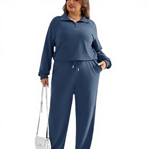 En gros Streetwear Hiver Col montant Respirant Polyester Décontracté Poches à fermeture éclair Coupe ample Taille élastique Manches longues Jambes larges - Product Image 2