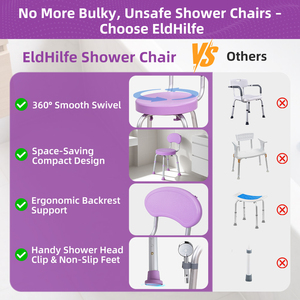 360 °   Chaise de douche pivotante avec dossier, siège de bain réglable en hauteur sur 6 niveaux, tabouret de <span class=keywords><strong>baignoire</strong></span> antidérapant pour personnes âgées et handicapées - Product Image 4