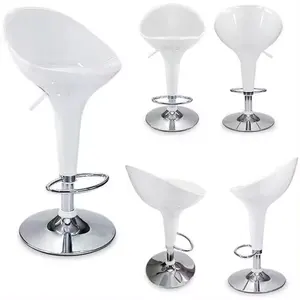 रसोई के लिए आउटडोर रेस्तरां फर्नीचर कुर्सियाँ क्लासिक डिज़ाइन स्विवेल एबीएस प्लास्टिक सफेद स्टूल बार चेयर