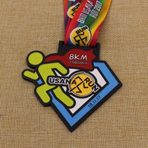 Medalla de acabado <span class=keywords><strong>USANA</strong></span> Run de 8km con esmalte de color negro personalizado con ilustraciones gratuitas - Product Image 4