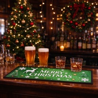 Tapis de bar non tissé, design personnalisé, logo exclusif, caoutchouc nitrile, absorbant l'eau, antidérapant, imprimé en couleur, pour bar à domicile, fêtes