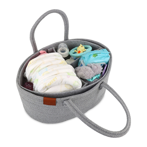 Organisateur de couches portable en corde de coton moderne, grande capacité, avec couche intérieure en <span class=keywords><strong>feutre</strong></span>, sac de rangement pliable pour chambre de bébé - Product Image 4