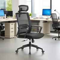 Chaise de bureau exécutive ergonomique moderne confortable à dossier haut, couleur personnalisable, en maille, réglable en hauteur, pivotante, avec vérin à gaz chromé