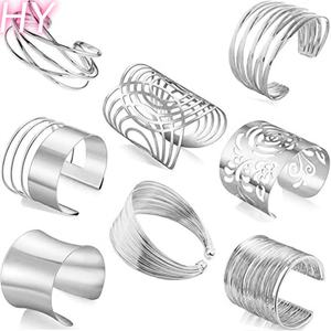 Collection <span class=keywords><strong>de</strong></span> bagues en métal <span class=keywords><strong>doré</strong></span> HY, 8 bandes empilables uniques <span class=keywords><strong>pour</strong></span> un look superposé, <span class=keywords><strong>bijoux</strong></span> cadeau - Product Image 2