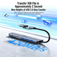 USB-C Çoklu Bağlantı Noktası Genişletici 8'i 1 Arada Hub, SD TF Hafıza Kartı Okuyucu, Öğrenci Günlük Dizüstü Bilgisayar Çevre Birimleri Kurulumu için 3,5 mm Ses Jakı