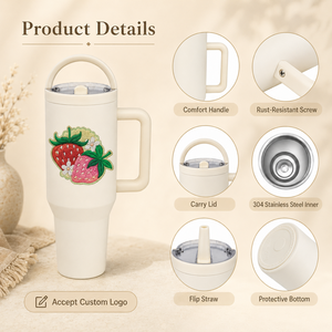 Personalized Stainless Steel Travel <b>Mug</b> with Custom Design <b>Large</b> Handle and Reusable Lid - Product Image 2