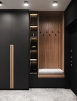 Armoire à chaussures en bois noir avec un design contemporain simple pour appartement et hall d'hôtel