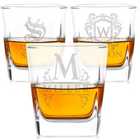 Verre à whisky personnalisé avec logo, carré, 270 ml, cristal soufflé à la main de qualité supérieure, sans plomb, base lourde, pour cadeaux d'entreprise personnalisés