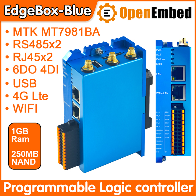 OpenEmbed MediaTek MT7981BA IOT Programming Logic Controller RS485 OpenWRTLiunx Automation Control PLC 512MB/1GB