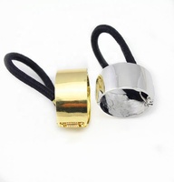 Kostenlos Anpassbarer Silber Polierter Metall Elastischer Strass Bling Unisex Pferdeschwanz-Haarhalter