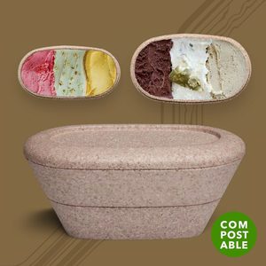 BROWNY BASE 750 - Contenitore Compostabile per Gelato da Asporto - Product Image 1