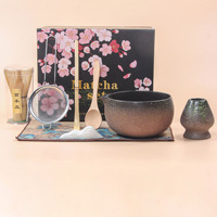 Ensemble de bols à matcha en céramique Geling Factory en gros, ensemble de fouets à matcha japonais en bambou de haute qualité en gros avec boîte cadeau