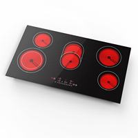 Table de cuisson vitrocéramique VBGK 36 pouces 240V 8600W à 5 brûleurs, encastrable/en surélevé, électrique, avec commande tactile LED intelligente, minuterie 9 niveaux et verrouillage enfant