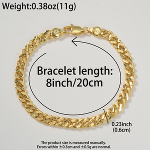 Bracelet à maillons en cuivre plaqué or 18 carats, poli, facetté, de créateur, fin, compact, style gourmette entrelacée, vente en gros - Product Image 6