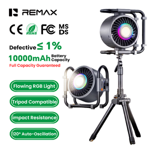 Ventilateur de <span class=keywords><strong>camping</strong></span> extérieur REMAX RS-ZF21 10000mAh avec lumière RGB fluo, oscillation automatique à 120 degrés et support trépied - Product Image 1