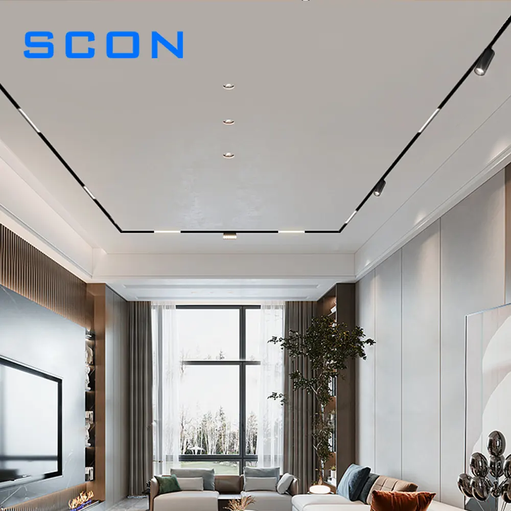 SCON portalampada magnetico creativo 34mm larghezza alluminio 0.5M 1M incasso a soffitto sospeso LED magnete montaggio luci binario
