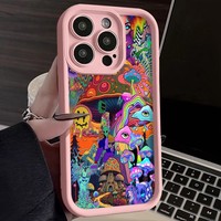 Coque de téléphone antichoc en TPU souple avec motif champignon coloré thème Halloween pour iPhone 17 Air 16 15 14 13 Pro Max – Housse arrière stylée