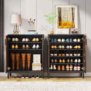 Tribesigns Armoire de rangement à chaussures en bois au design <span class=keywords><strong>industriel</strong></span> moderne avec étagères réglables pour tous types de chaussures - Product Image 6