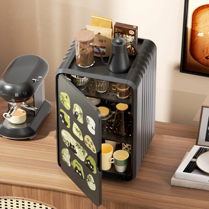 منظم تخزين الأكواب بالجملة مع رف قابل للتعديل وسعة كبيرة وصينية تصريف مغطاة، رف تخزين أكواب الشاي والقهوة من البولي ستايرين - Product Image 3