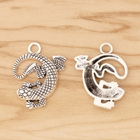 Pendentif en alliage de zinc en forme de gecko en argent antique, accessoire pour collier, bracelet, boucles d'oreilles, 30x25mm