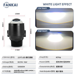 Fankai 2.5 Inch Bi-Xenon LED Fog Light Lens High/Low Beam Integrated Aluminum Alloy Universal Mounting <b>Bracket</b> (Multi-Color) for - Product Image 3