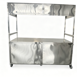 Carrello Pieghevole Professionale per Mercato all'Aperto, Carrello Mobile per Alimenti in Acciaio Inox a 4 Ruote, Dimensioni Personalizzabili per Negozi di Alimentari e Fast <span class=keywords><strong>Food</strong></span> - Product Image 5