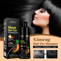 Shampoo colorant capillaire au ginseng Mezxu 3 en 1, couverture rapide des cheveux gris en 5 minutes, sans ammoniaque, permanent, pour hommes et femmes
