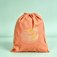 Pochette à cordon en toile naturelle imprimée sur mesure avec motif de dessin animé, sac de rangement écologique réutilisable, organisateur de voyage portable pour bijoux