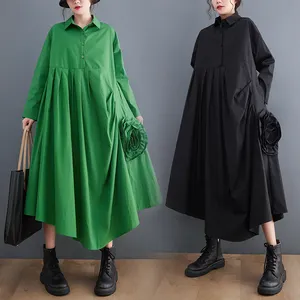 Autumn and Spring Casual Dress 2023 New Women's Long Sleeve Loose Popular Shirt Dress Ladies Oversized Long Dress