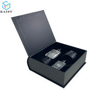 Boîte personnalisée en forme de faux livre noir pour ensemble de soins de la peau, insert en mousse protectrice, design entièrement personnalisable pour l'emballage de produits de beauté