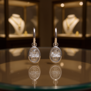 Orecchini Pendenti E3451 in Oro Bianco con Diamanti Taglio Brillante Rotondo, Montatura a Castone, Gioielli Classici da Donna - Product Image 2