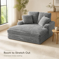 SINOMAX OEM ODM Kundenspezifisches Übergroßes Chaiselongue Sofa für Innenbereiche, Dreisitzer Knochenlose Stoffcouch, Plüsch Cord Schlafsofa