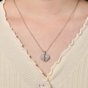 Hiphop Cz Jewelry Waterproof Tarnish Free 14k Gold Filled <b>Copper</b> Insert Zircon Broken Heart Pendant Necklace for Unisex - Product Image 5