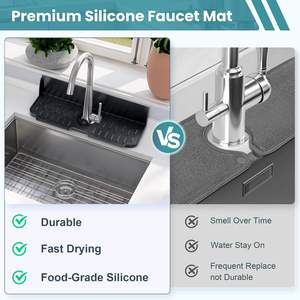 Silicon Self Draining Faucet Drip Catcher Tray <b>Drying</b> Splash Protector Pad Silicone <b>Kitchen</b> Sink Water Splash Guard Faucet <b>Mat</b> - Product Image 5