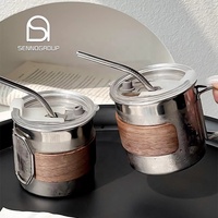 Gobelet isotherme portable en acier inoxydable pour café, tasse de camping avec couvercles et pailles