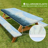 Nappe de camping imperméable et coupe-vent 4/6/8 pieds 3 pièces couverture de table de pique-nique avec couvertures de banc