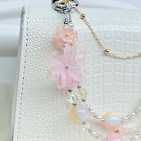 Chaîne de suspension pour téléphone portable à motif floral mignon, support à perles pour coque de téléphone, cordon à perles pour sacs, cordon de suspension pour accessoires