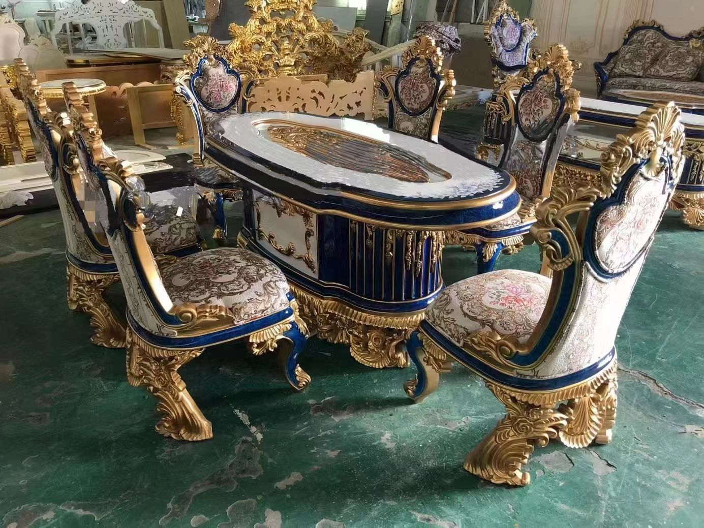 トルコ中東東部高級ロイヤルウッド彫刻ダイニングルーム家具ダイニング