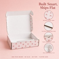 Boîte d'expédition en carton ondulé rose personnalisée avec impression offset, motif nœud mignon, écologique, pour bijoux, produits de beauté et cadeaux