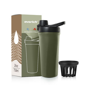 Botella Mezcladora de Acero Inoxidable de Gran Capacidad con Doble Pared, Tapa de Apertura con un Botón y Diseño de Boca Ancha - Product Image 3