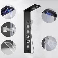 Robinets thermostatiques et compteurs multifonctionnels Colonne de douche murale en acier inoxydable