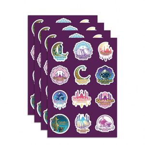 48 pegatinas de templo lunar EID Mubarak para decoración de fiestas de Ramadán Kareem, bodas musulmanas, cumpleaños, regalos DIY y suministros para envolver. - Product Image 5