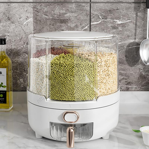Conteneur à riz en gros à prix abordable, distributeur de céréales rotatif à 6 compartiments, boîte de rangement alimentaire anti-humidité pour cuisine - Product Image 3