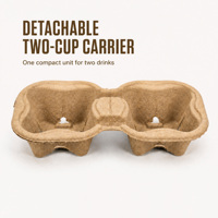 Support de tasses à café jetable, écologique, biodégradable, pour 2/4 tasses, en papier recyclable, plateau porte-gobelets, taille personnalisée