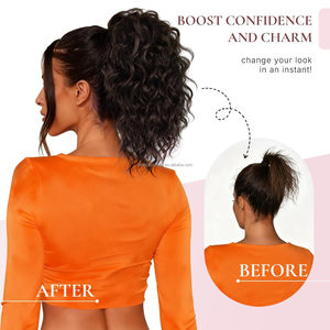 Extension <span class=keywords><strong>per</strong></span> Coda di Cavallo Sintetica Naturale Ondulata, Coda di Cavallo Ricciola con Coulisse, Extension <span class=keywords><strong>per</strong></span> Capelli a Onda Profonda da 14 Pollici - Product Image 3