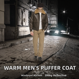 Blouson Bomber Homme 2021 en Cuir de Vachette Véritable et Toile avec Fermeture Éclair, Imprimé 3D Brillant Réfléchissant, Coupe-Vent Hiver Grande Taille Style Urbain - Product Image 2