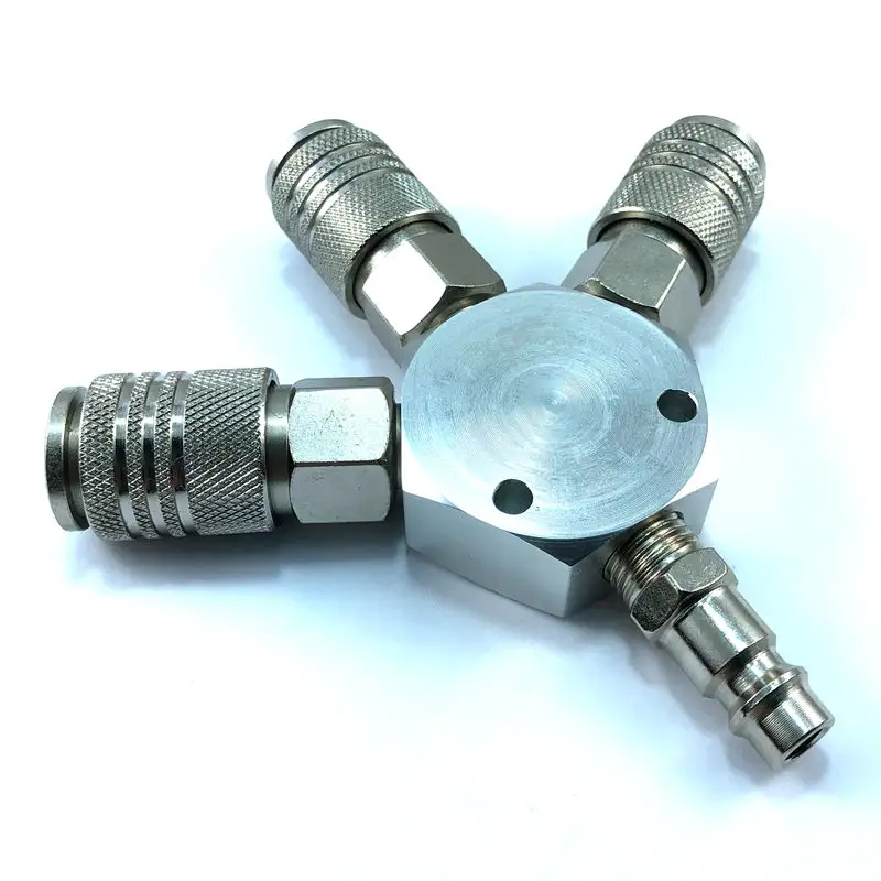 Collettore a 3 vie attacco rapido 1/4 ''NPT connettore tubo dell'aria accoppiamento utensili pneumatici stile universale americano europeo