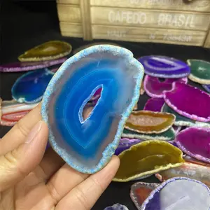 Wholesale Factory Polished Gemstone Crystals Stones Slab Colorful Agate Free Form Slice For Healing